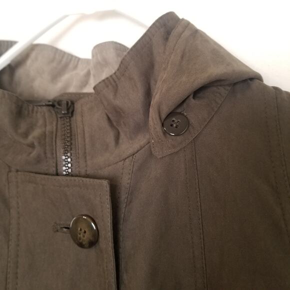 Gallo Women's Taupe Hooded Full Zip Trench Coat with Removable Lining Size 8 - Picture 3 of 16